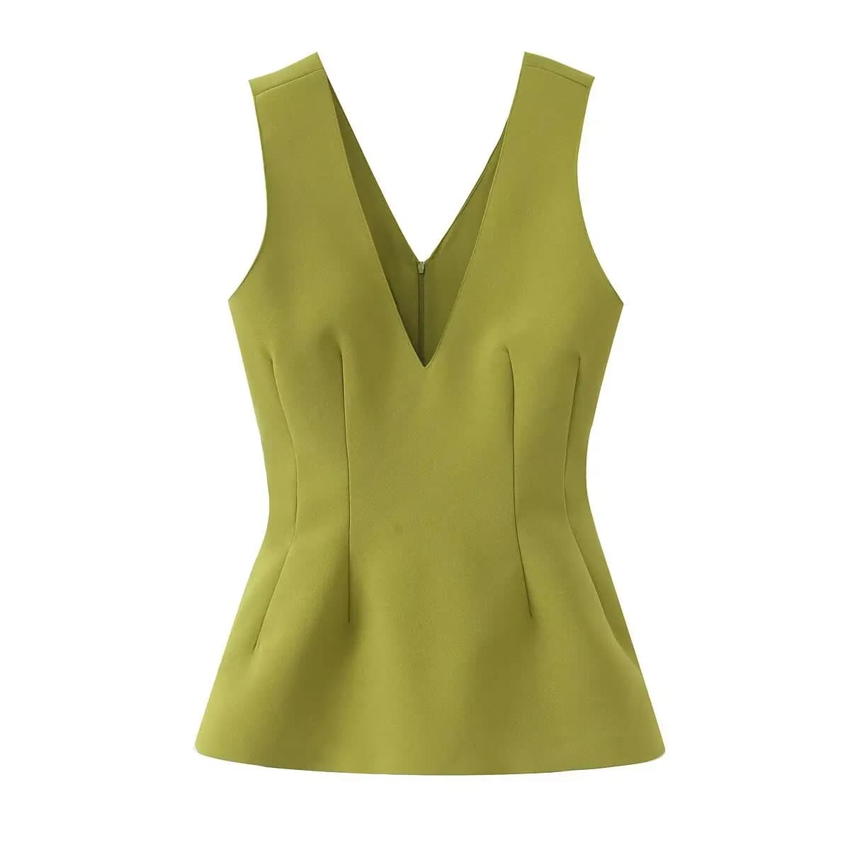 Haut chemise style jupe courte coupe ajustée pour femme, mode été 2025, col en V, sans manches, patc