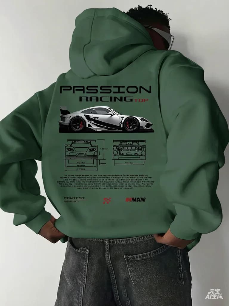 Sweat-shirt à capuche pour homme à motif numérique populaire 2025, design sur le thème des voitures,