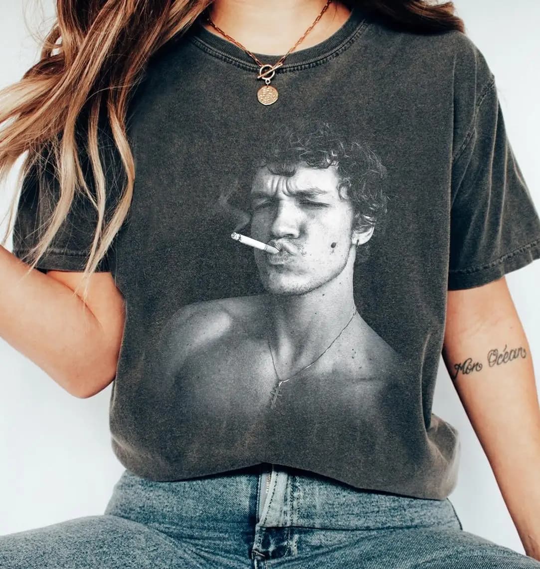 T-shirt pour fumer sans chemise Ilya Rozanov vintage, Merch vintage sexy avec étoile de hockey russe