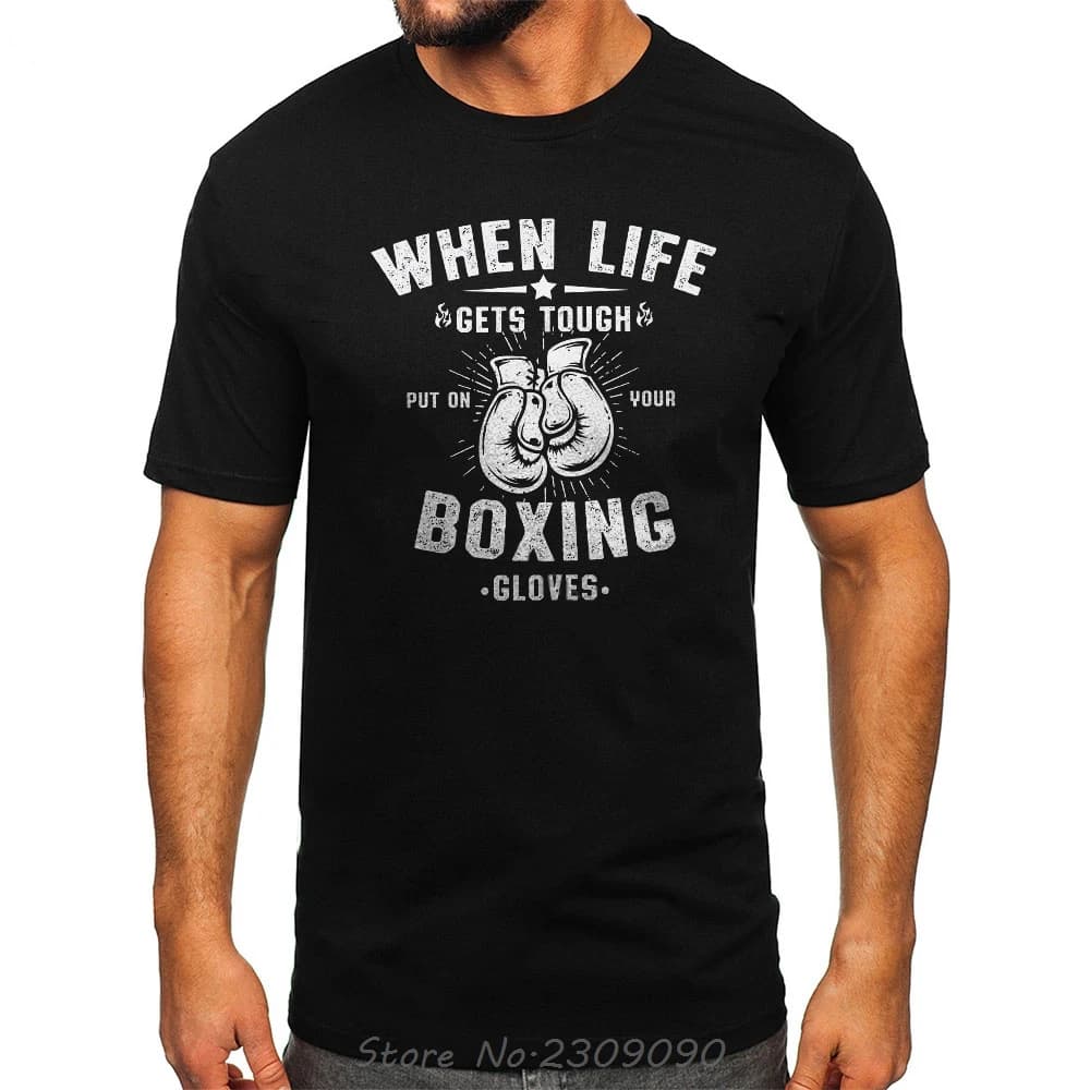 T-shirt en coton boxe salle de sport imprimé Vintage surdimensionné T-shirt classique Hip Hop Street