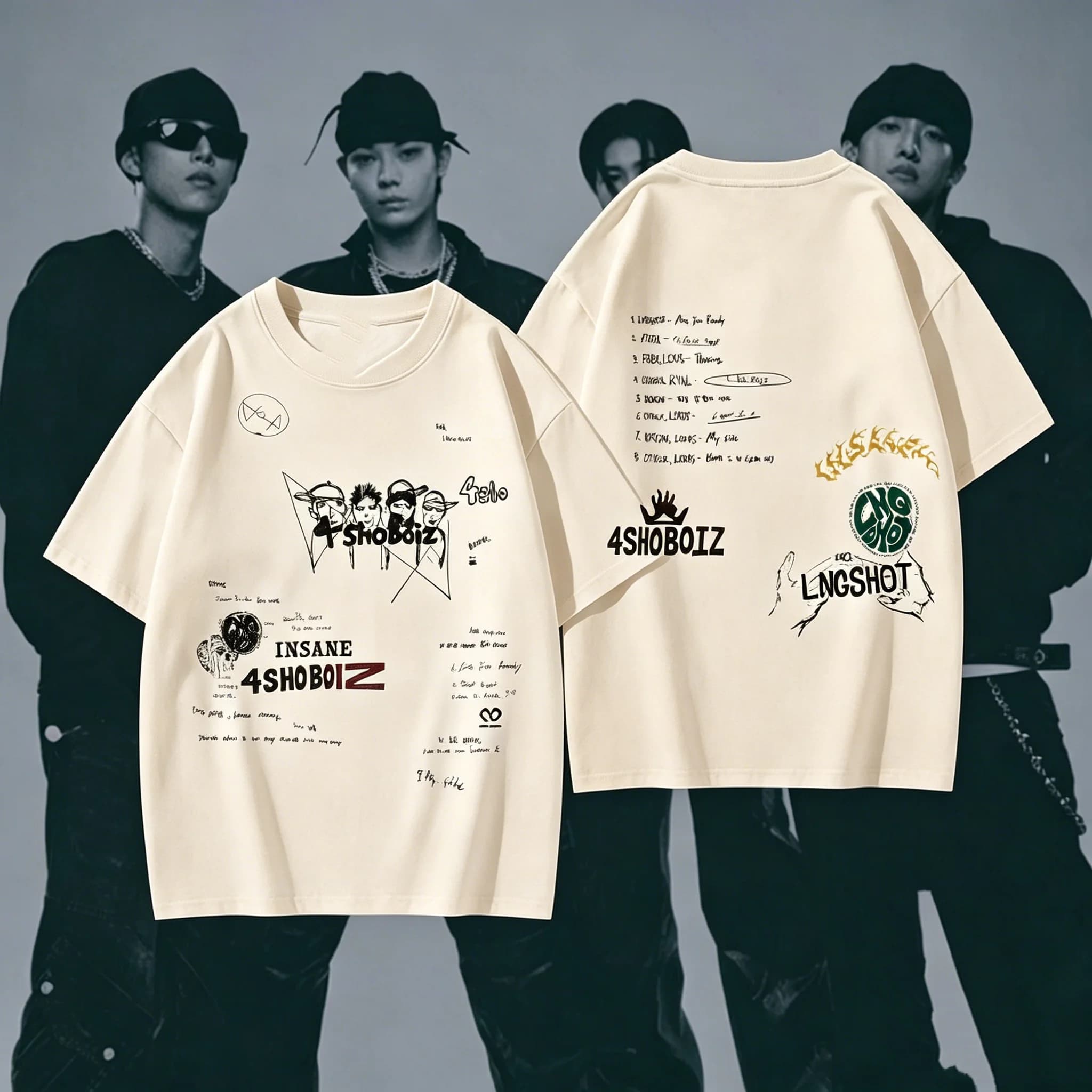 LNGSHOT K-pop Boy Group Casual Clothing & SHOTTIES Concert T-shirt 2026 Summer Men Women Cotton Y2K
