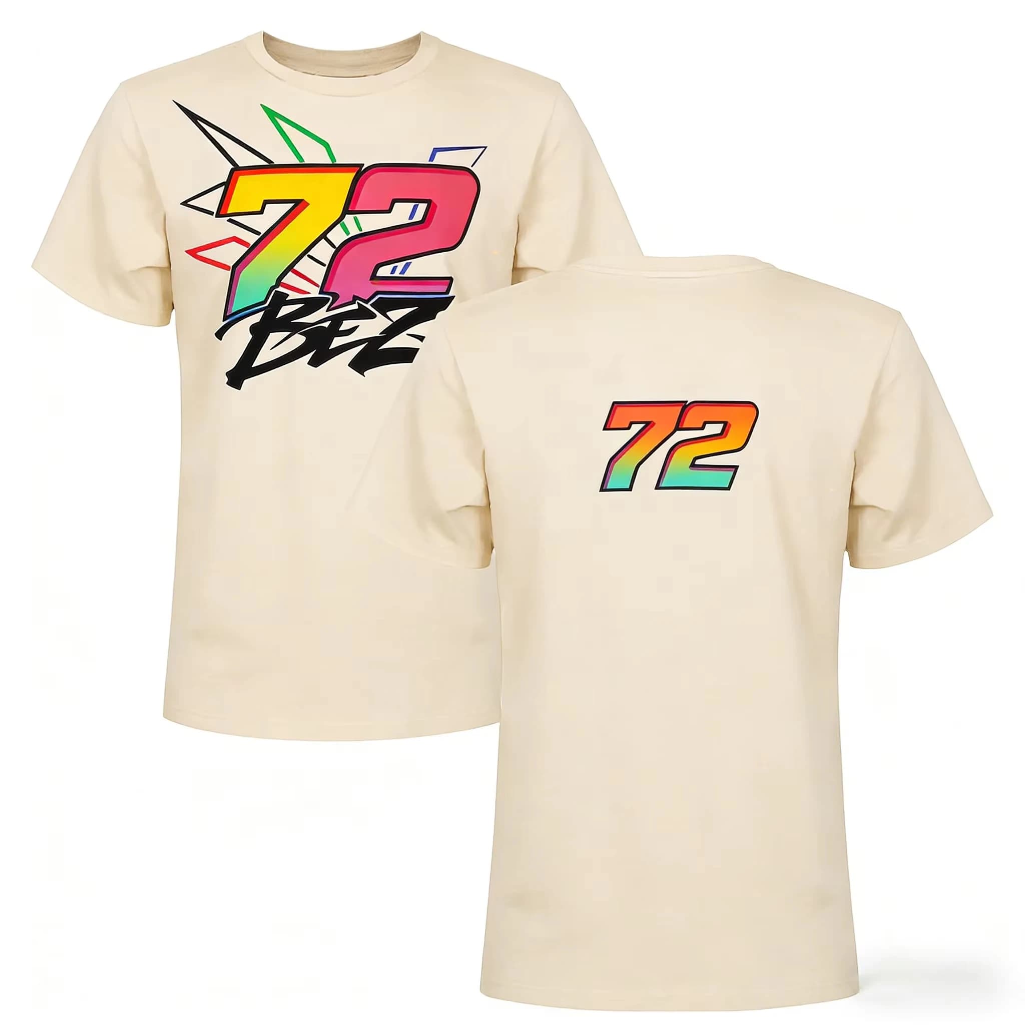 T-shirt Oversize Homme Motogp 72 Bez Vr46 Graphique Manches Courtes Col Rond Streetwear pour Fans de