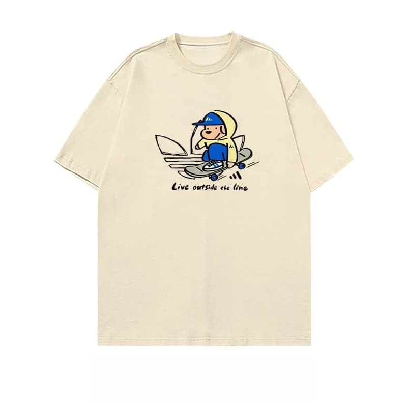 T-shirt à manches courtes avec illustration de skateboard pour jeunes, pour hommes et femmes, un hau