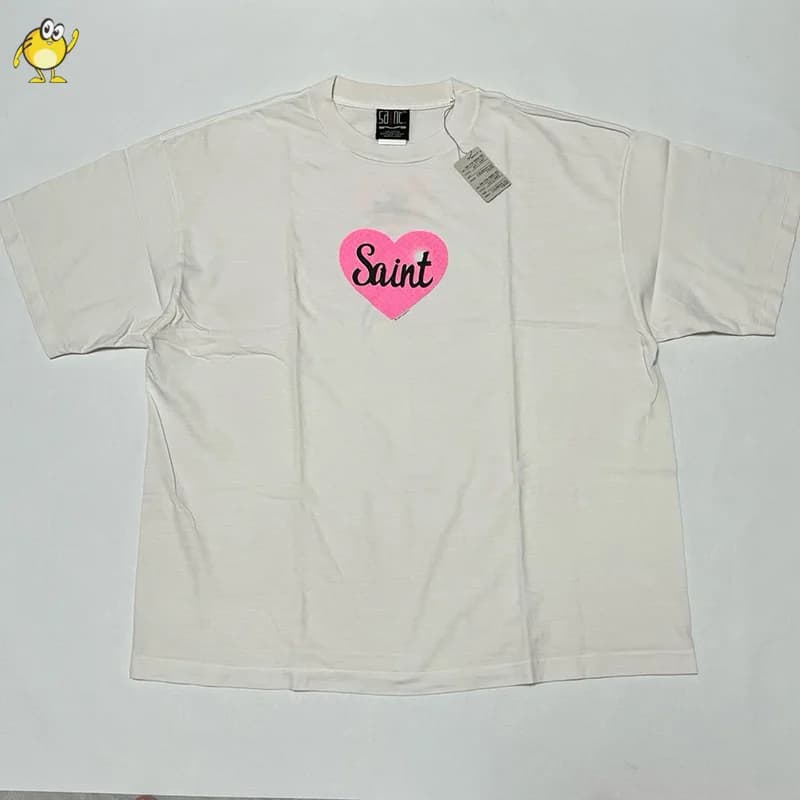 T-shirt Rétro Saint de Bonne Qualité pour Homme et Femme, Effet Délavé, Impression Vieillie, Manches