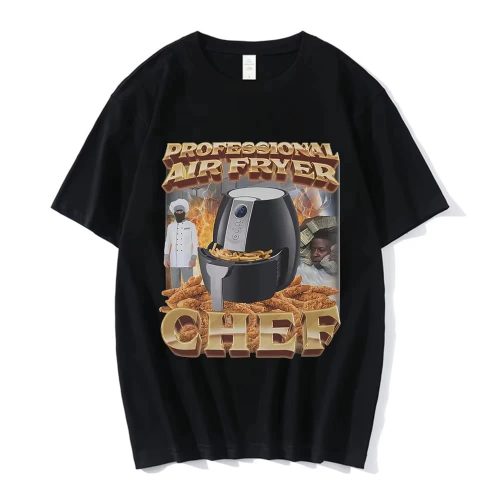 T-shirts graphiques Meme Chef Friteuse à Air Professionnelle pour Hommes et Femmes, T-shirts Hip Hop
