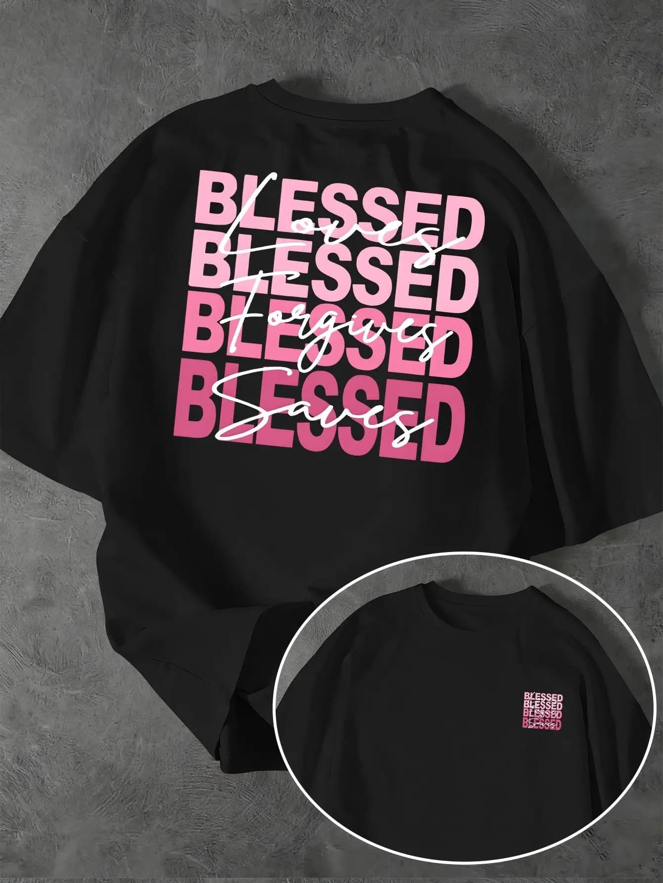 T-shirt « Jésus sauve » avec citation chrétienne, motif graphique, décontracté d'été, manches courte