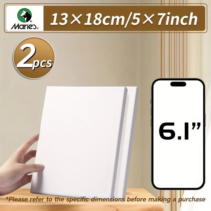 Marie's-Toile tendue blanche en vrac, 2 packs de 8TANBlank, mini planches encadrées préparées pour l
