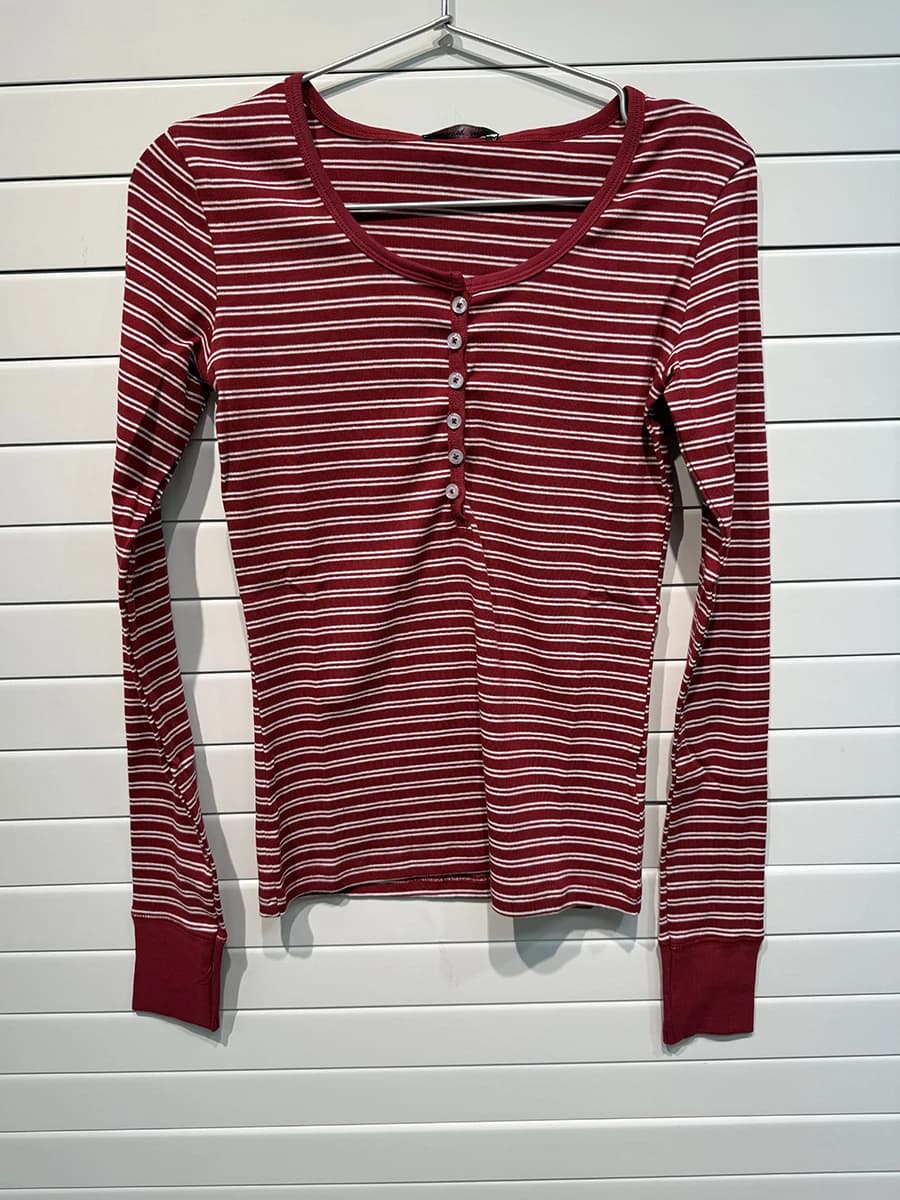 T-shirts à boutons rayés marron pour femmes, décontractés et chics, en coton, patchwork, manches lon