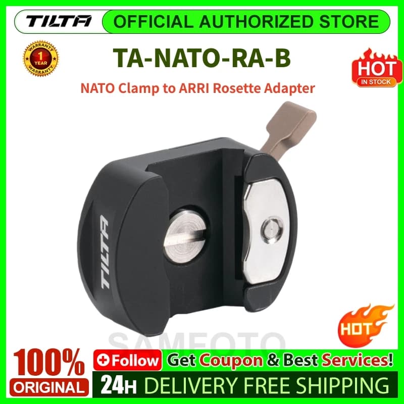Adaptateur Tilta TA-NATO-RA-B : Pince NATO vers Rosette ARRI - Accessoire Noir pour Cage de Caméra