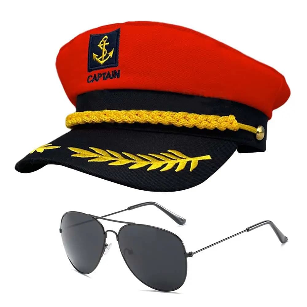 Ensemble de 4 chapeaux de capitaine de marine avec lunettes de pilote anti-UV, chapeau de marin pour
