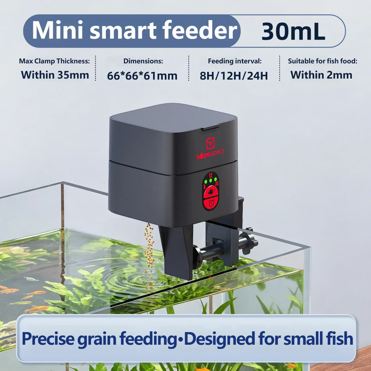 Mini distributeur automatique de nourriture pour aquarium de bureau, micro-alimentation à la milligr
