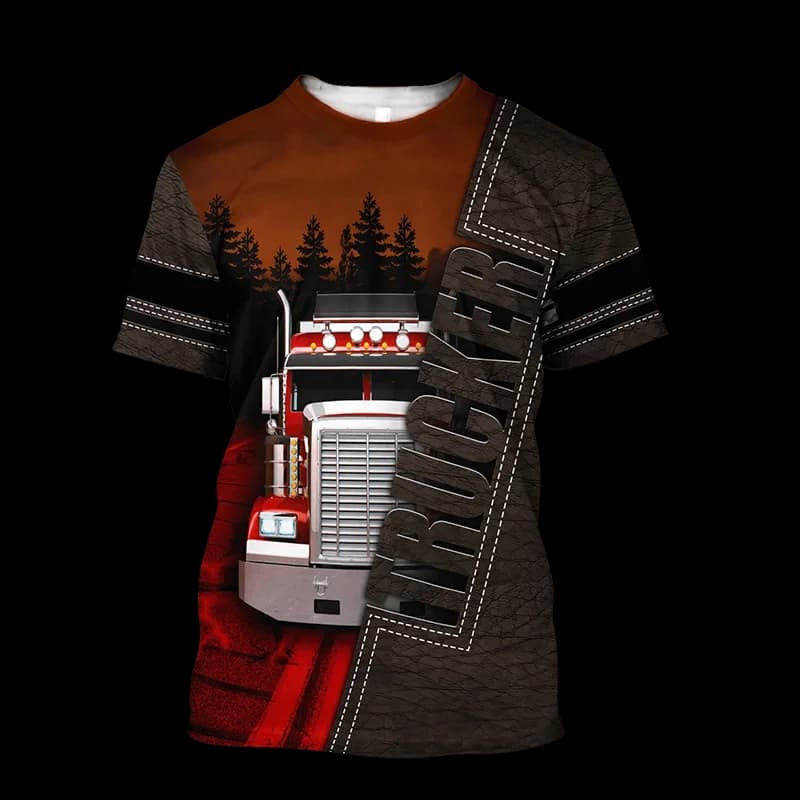 T-shirt à manches courtes imprimé 3D pour hommes et femmes, Camionneur Cargo, Vêtements d'été, Respz