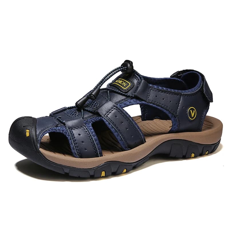 Sandales de plage en cuir pour hommes, chaussures d'été décontractées à bout fermé, de sport, antidé