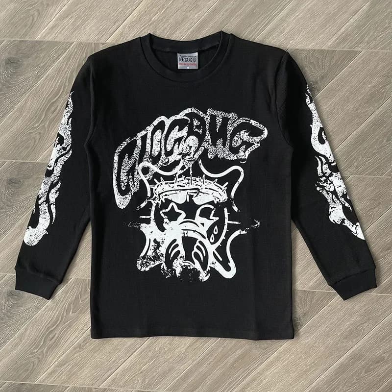 Glo Gang Eroded Glo T-shirt thermique dessin animé T-shirt en coton à manches longues mode européenn