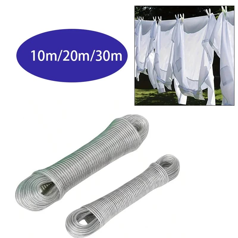 1 pièce, corde à linge en acier 10/20/30M avec revêtement en Pvc, Durable, polyvalente, facile à net