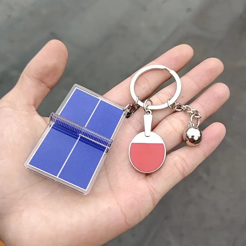 Porte-clés en acrylique sur le thème du sport – Tennis de table et badminton, design 3D, mini accent