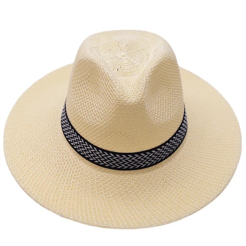 Chapeau de paille pour hommes et femmes, casquette Cowboy Jazz, chapeaux de soleil ChimBeach, Fedora