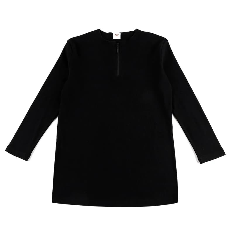 Ensemble chemise et jupe pour femme en coton avec fermeture éclair, manches longues, matière côtelée