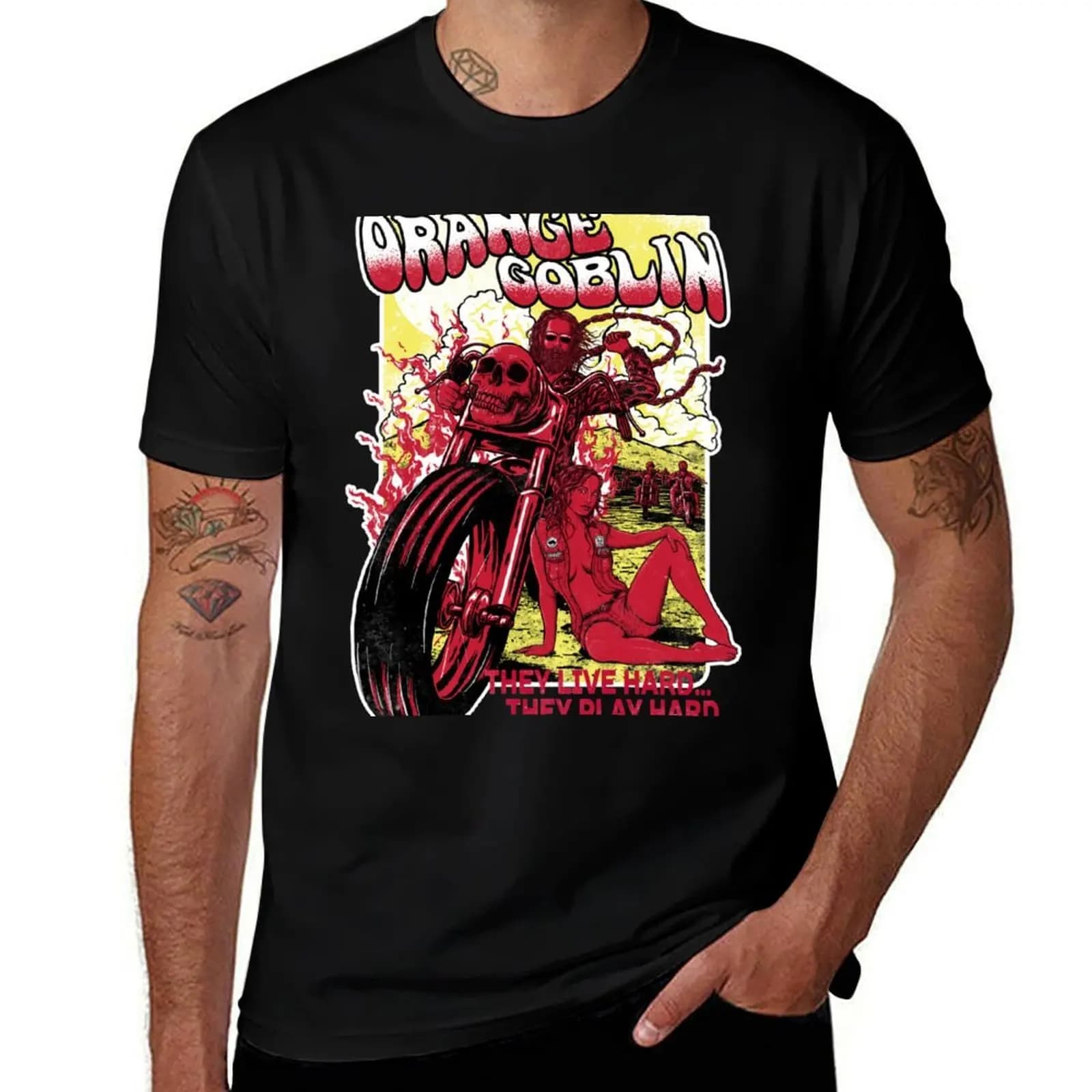 T-shirt Orange Goblin Poster, T-shirt sportif décontracté à séchage rapide
