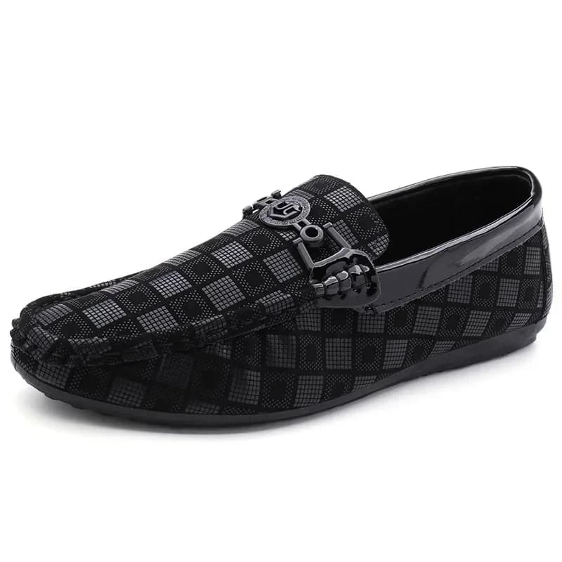 Mocassins décontractés en cuir à carreaux pour hommes, chaussures respirantes, baskets confortables 