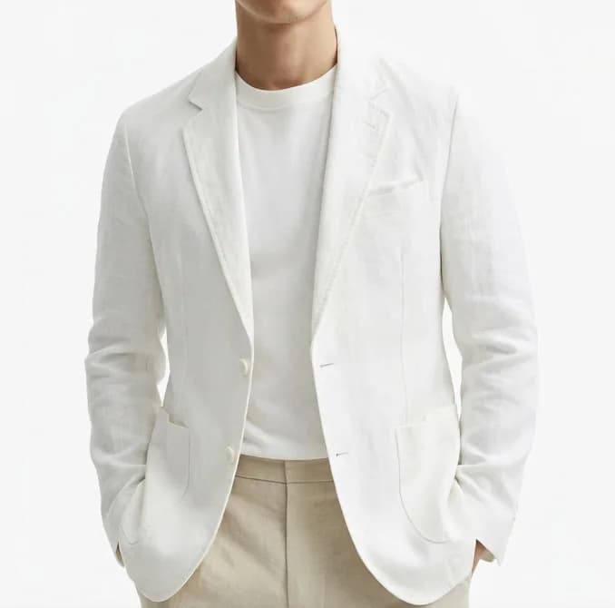 Blazer décontracté en lin pour homme, collection Printemps 2026, fin, couleur unie, en coton et lin,