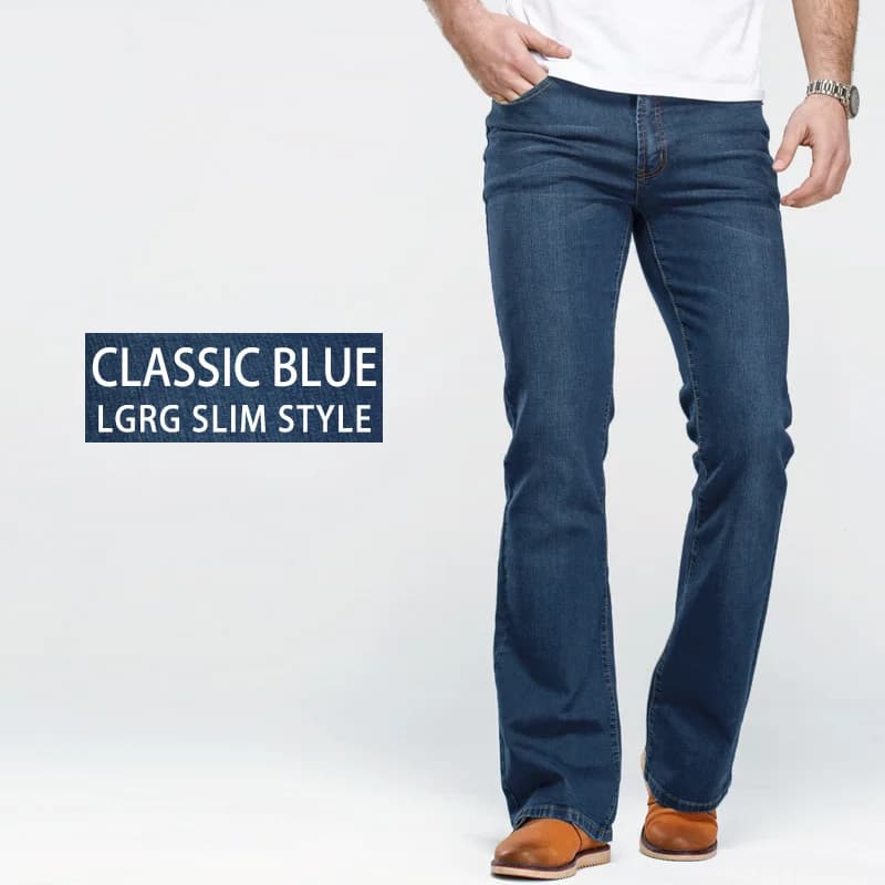 Jean bootcut LGRG pour homme, légèrement évasé, coupe slim, bleu et noir, pantalon en denim stretch 