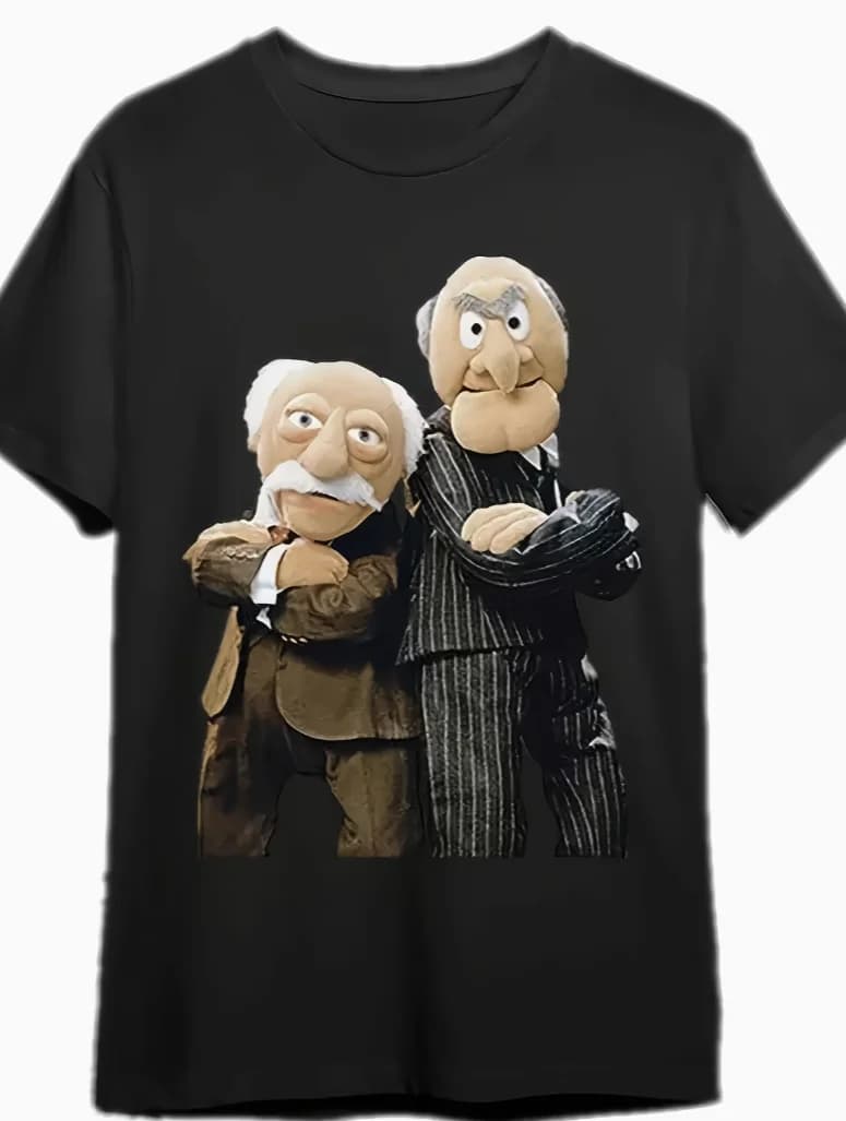 T-shirt noir Statler et Waldorf pour hommes, de The Muppet Show, t-shirt graphique amusant à manches