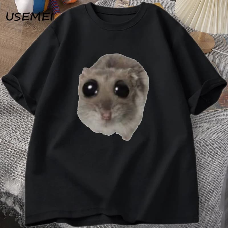 Hamster triste T-shirt drôle mignon chat Hamster Meme tendance T-shirt pour hommes femmes coton T-sh
