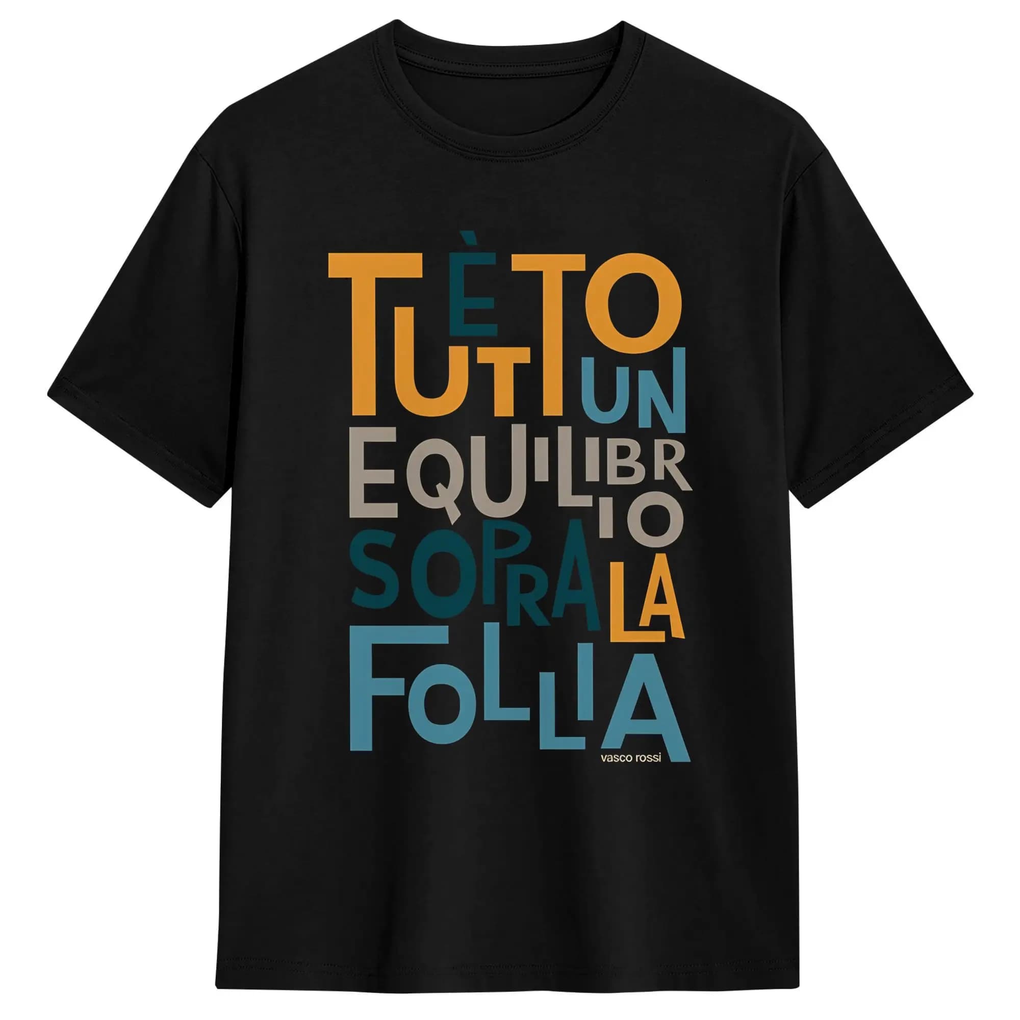 Vasco Rossi Lyric Tutto un Equilibrio Sopra la Follia T-shirt d'été 100% coton pour hommes, t-shirts