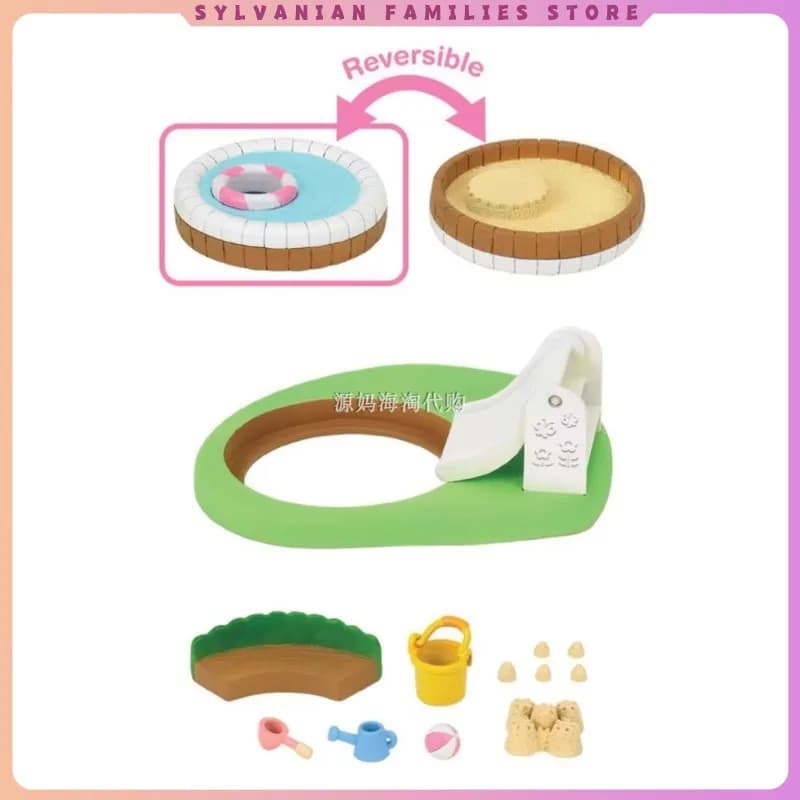 Sylvanian Families Jouets de maison de jeu japonaise, piscine, bac à sable, complet d'accessoires jo