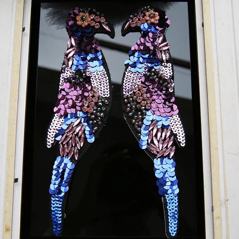 Applique pailletée perlée d'oiseau, décoration de vêtements Tecsew sur TecLiterature Cartoon, 1 pair