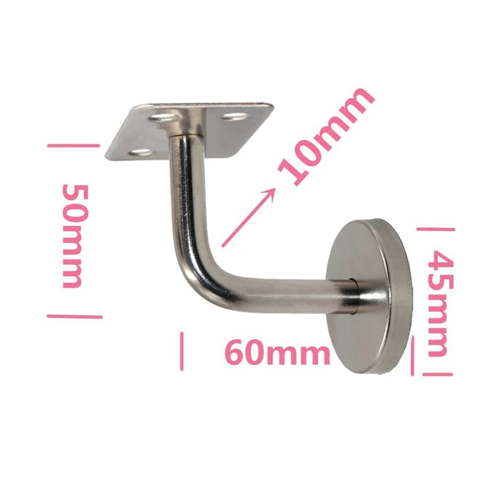 Supports de main courante d'escalier en acier inoxydable 50x60mm, Support mural, Balustrade argentée