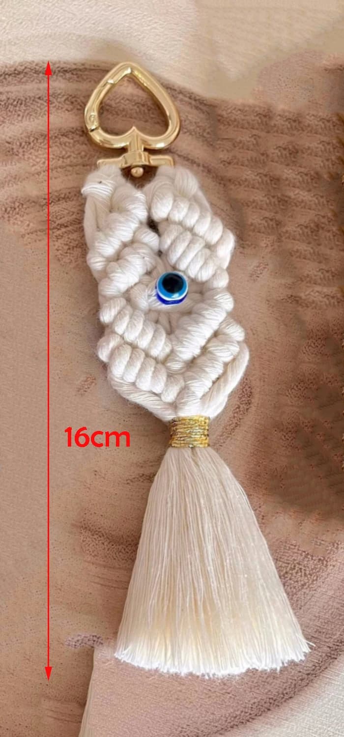 Porte-clés à pampilles en macramé bleu turc, mauvais œil, porte-bonheur pour femmes et hommes, bijou
