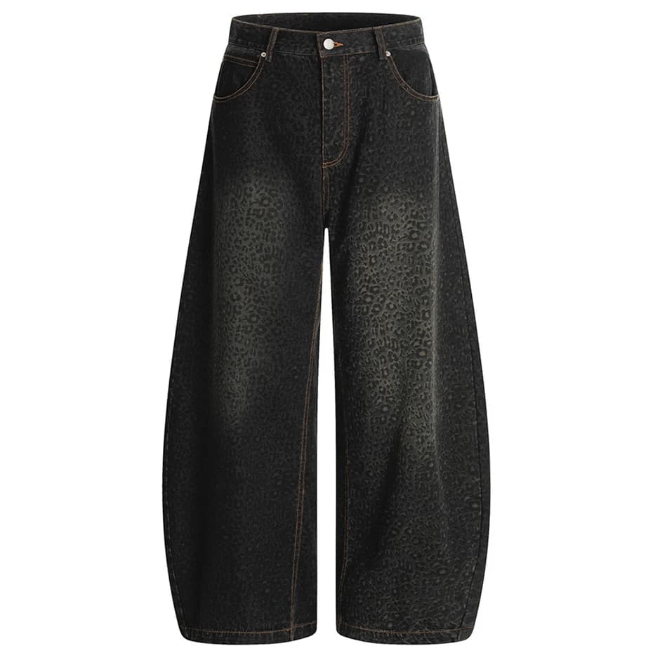 Jean Baggy léopard pour hommes, pantalon en Denim ample à jambes larges, Streetwear Harajuku Vintage