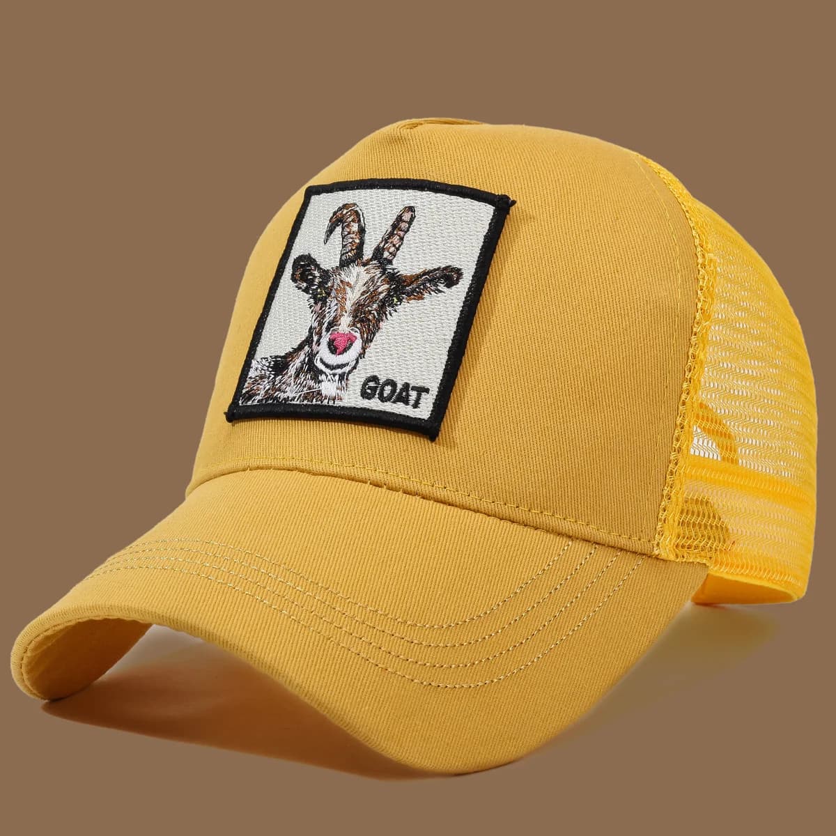 Casquette de camionneur unisexe avec broderie et appliques de chèvre – Idéal pour un usage quotidien