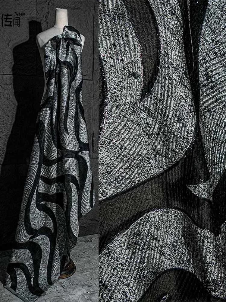 Tissu Jacquard Trempé pour Robe Créative, Vêtements de Styliste, Grilles, Couture au Mètre, Matériel