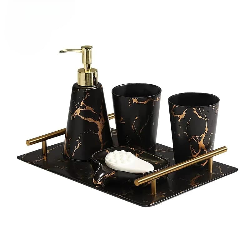 Accueil basique luxe 5 pièces en céramique marbre Design salle de bain accessoires ensemble accessoi