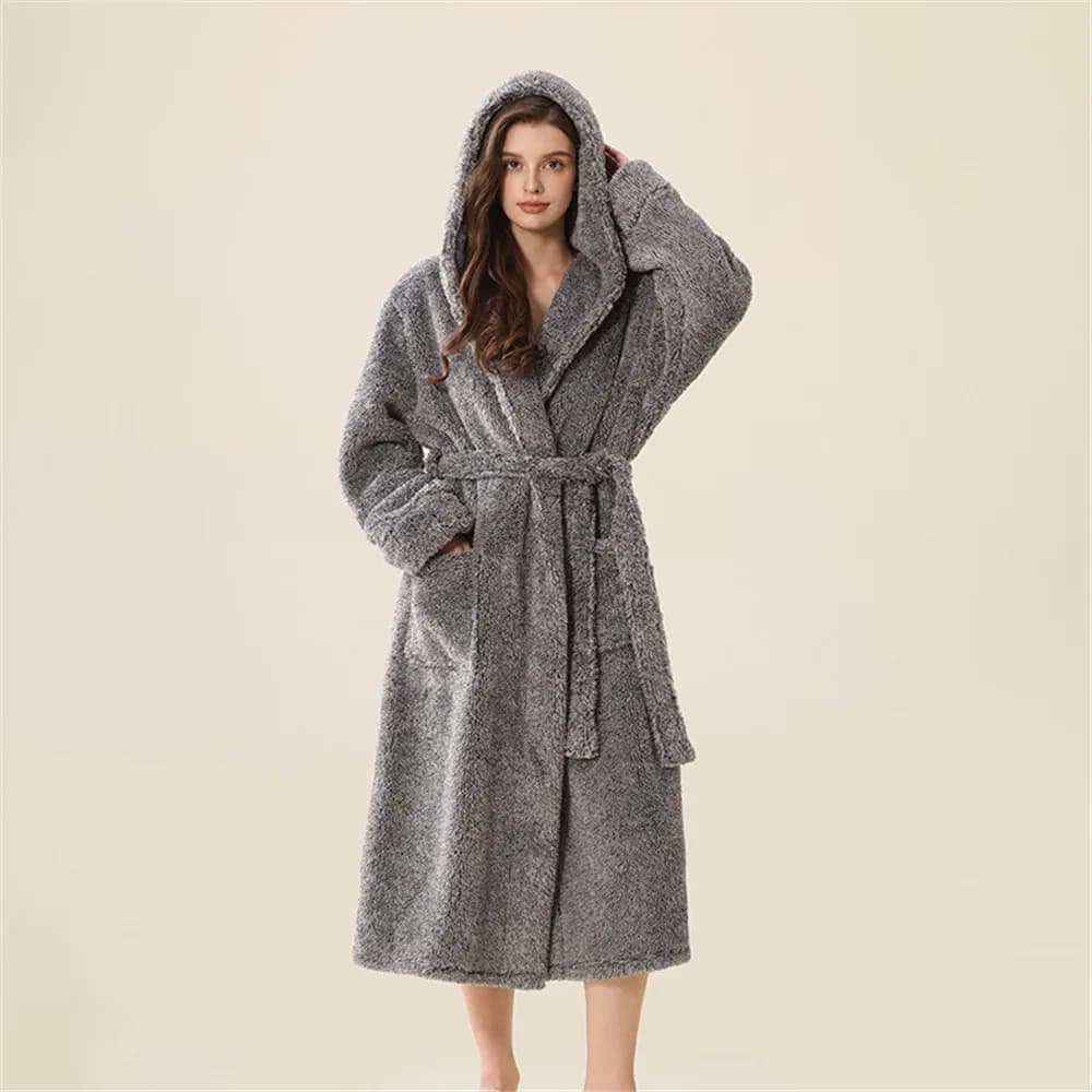 Couple peignoir à capuche vêtements chemise de nuit vêtements de nuit décontracté à manches longues 