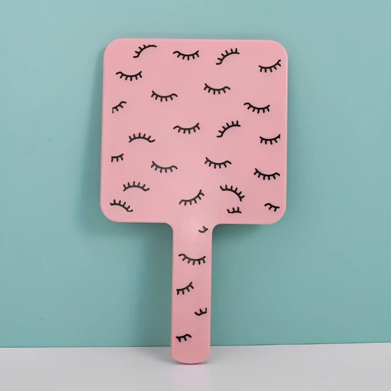 Miroir de maquillage portatif pour Extension de cils, miroir de vanité carré avec poignée en plastiq