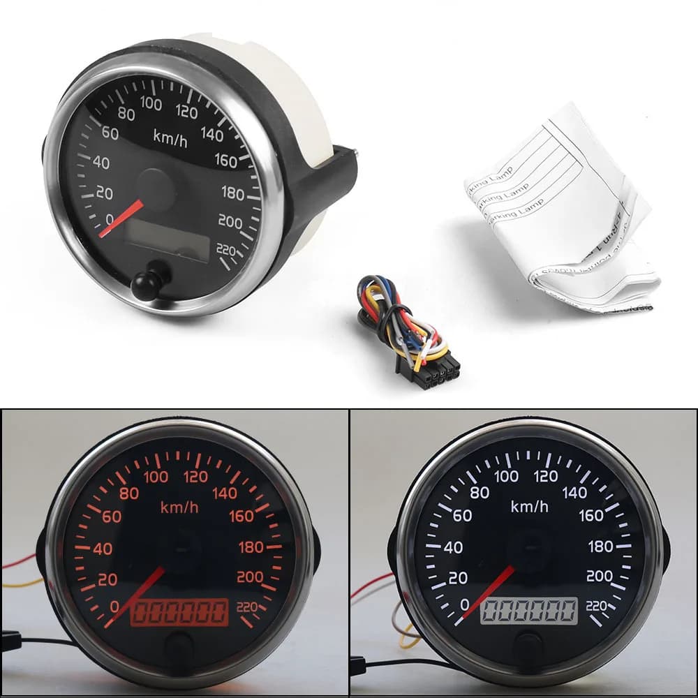Compteur de vitesse de voiture réaménagé, 85mm, odomcirculation, 2 en 1, instrument LCD, 220 km/h