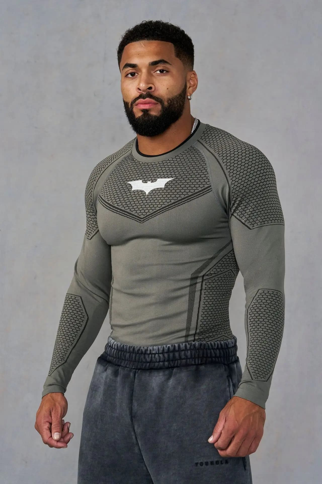 T-shirt de compression à manches longues pour homme, imprimé super-héros chauve-souris, hauts d'entr