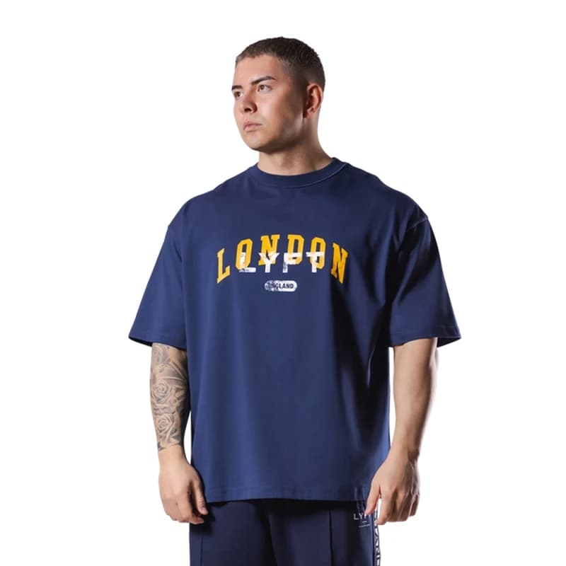 LYFT VINTAGE LONDON LOGO GRAND T-SHIRT Nouveaux T-shirts en coton pour hommes Sports de course Respi