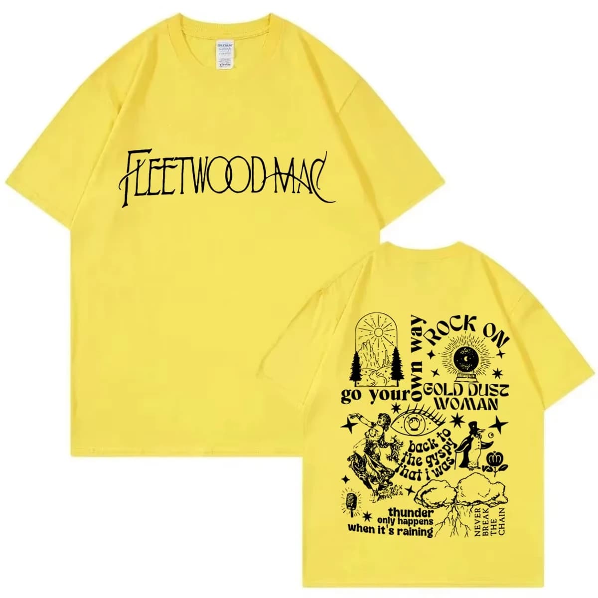 T-shirt à manches courtes pour hommes et femmes, avec image de la tournée des Fleetwood Mac, Rock Hi
