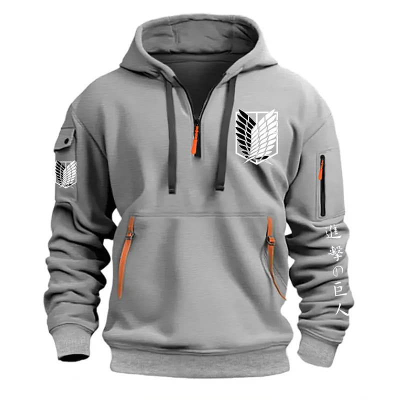Attaque sur Titan tendance imprimé graphique sweat à capuche avec fermeture éclair à la mode décontr