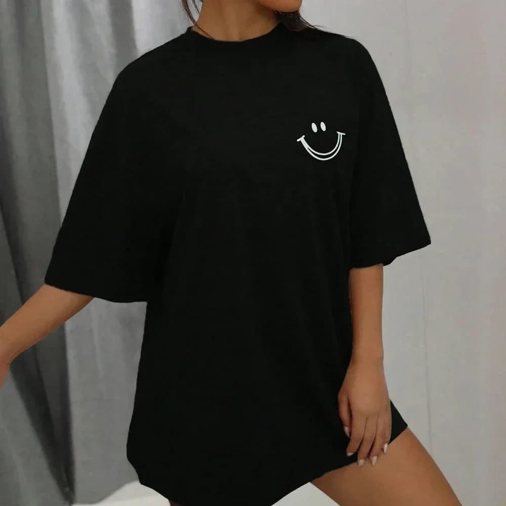 Happy Expression imprimé femmes à manches courtes rue Hip Hop t-shirt vêtements tout-mathématiques d