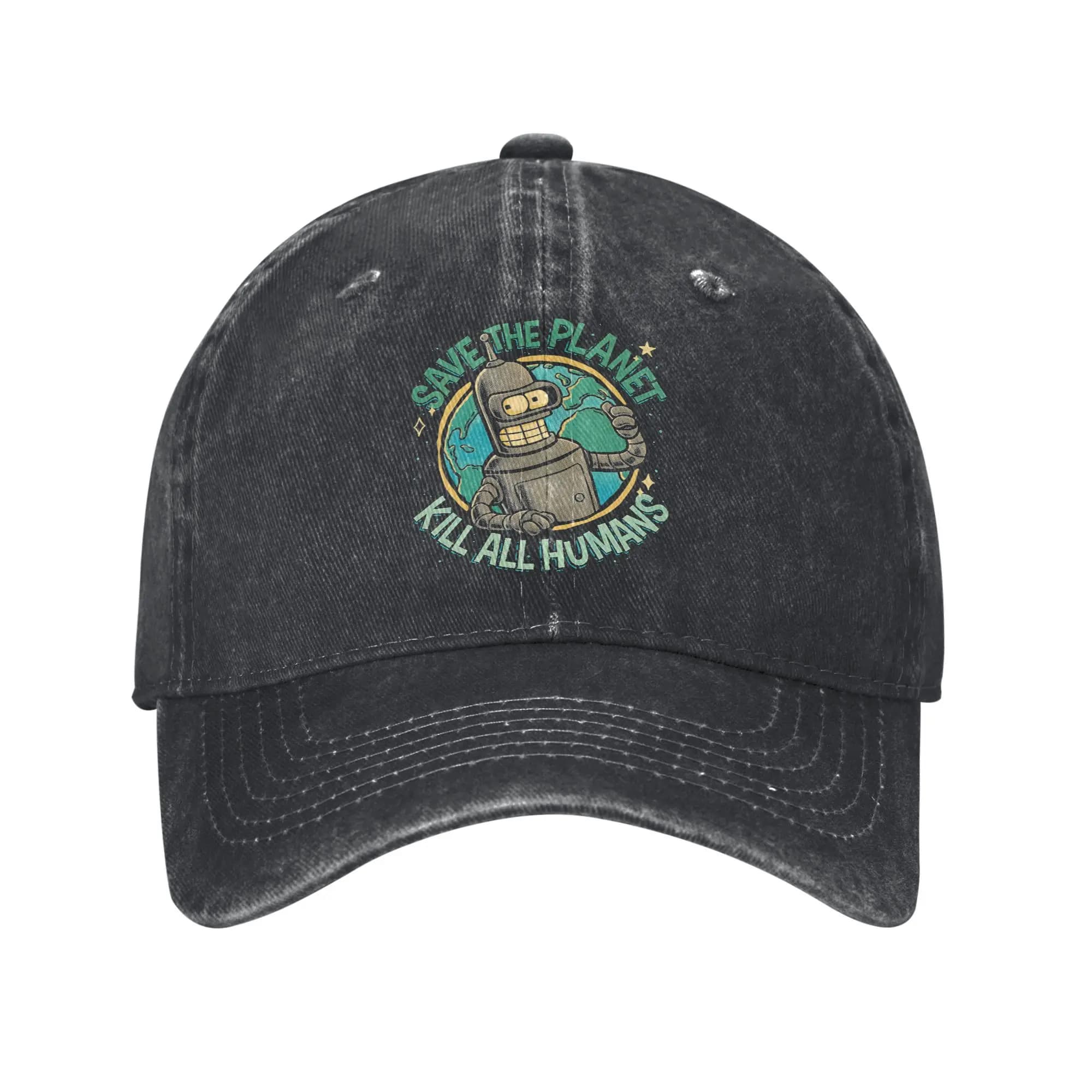 Bendu sauver la planète tuer tous les humains casquette de Baseball Vintage en détresse lavé dessin 