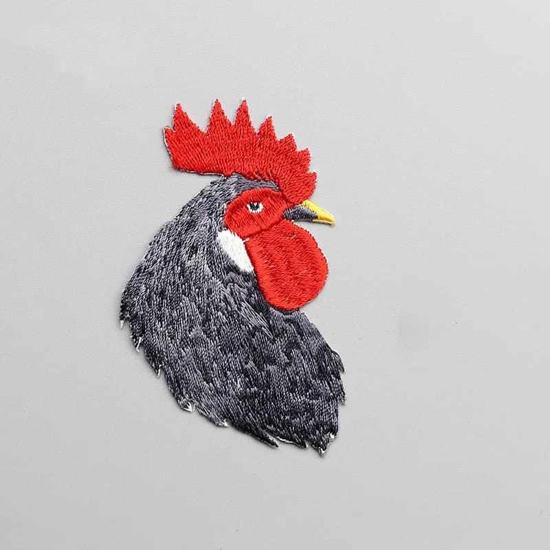 Patchs de coq de dessin animé thermocollants pour vêtements, décoration de bricolage, patch pour ani
