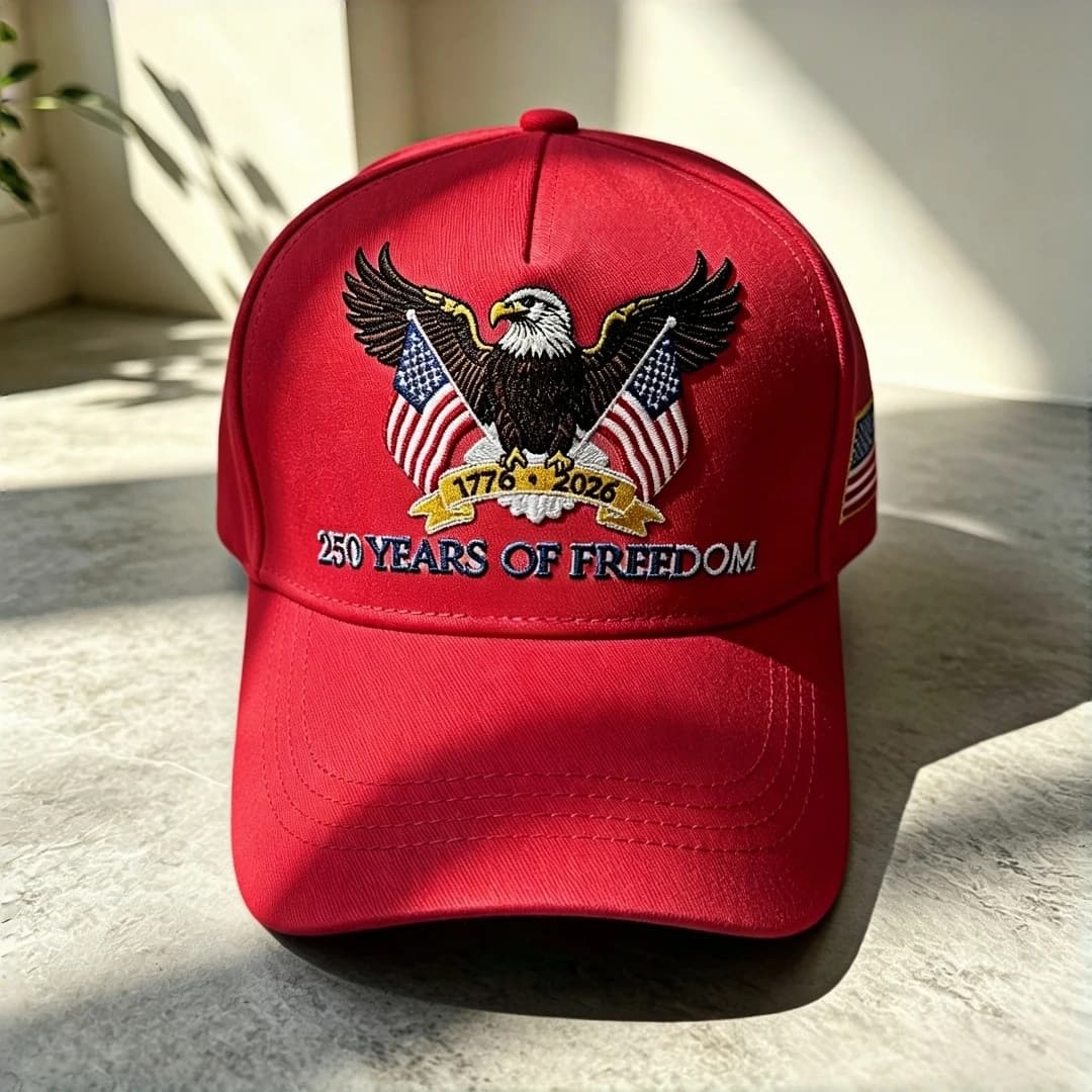 Casquette de baseball brodée avec drapeau américain Fashion Eagle - 1776-2026, 250 ans de liberté et