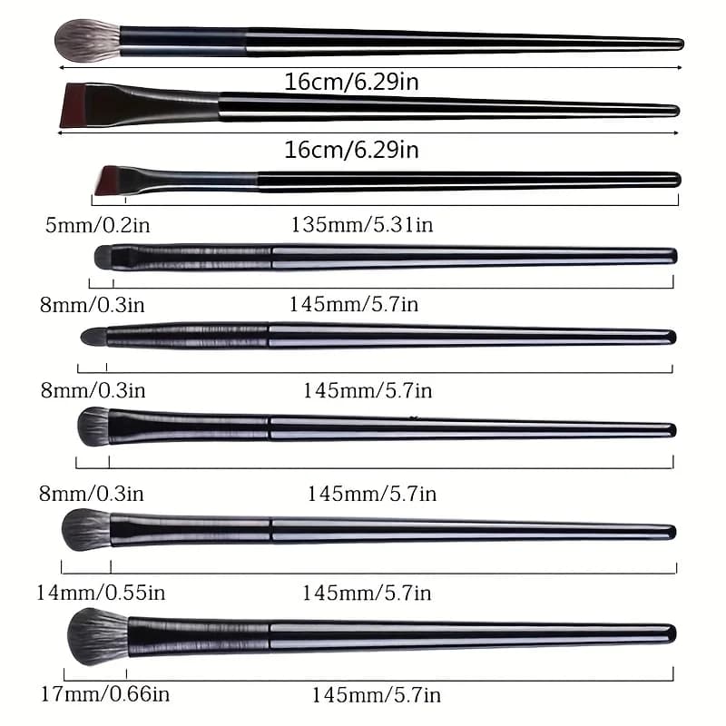 Ensemble de pinceaux de maquillage pour les yeux, avec poils en nylon et tête de pinceau en forme de