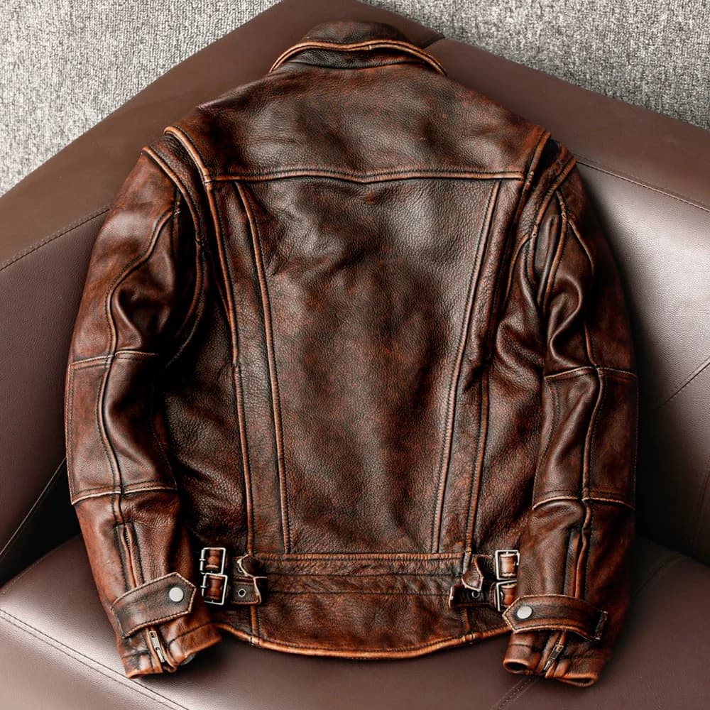Veste en cuir pour hommes à queue d'hirondelle vestes de moto Vintage 100% manteau en cuir de vachet